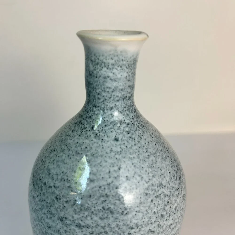 Pottery Bud Vase Speckled Blue Green Stoneware 7.5